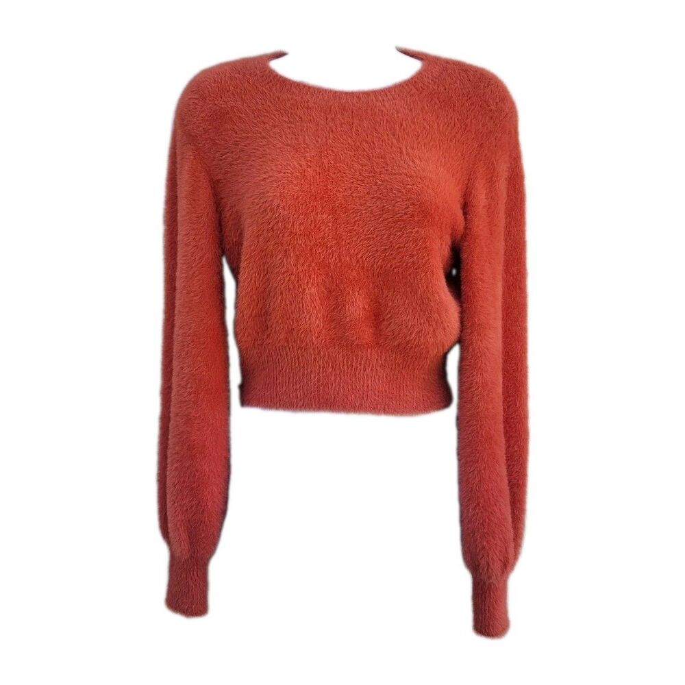 Aritzia Sunday Best Kitten Orange Sweater Wmns S Fuzzy Cropped Pullover